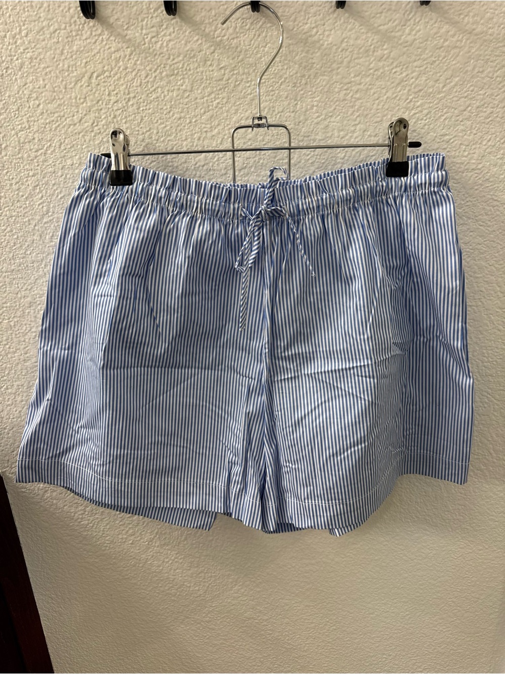 NWT - H&M Light Blue and White Pinstripe Drawstring Shorts